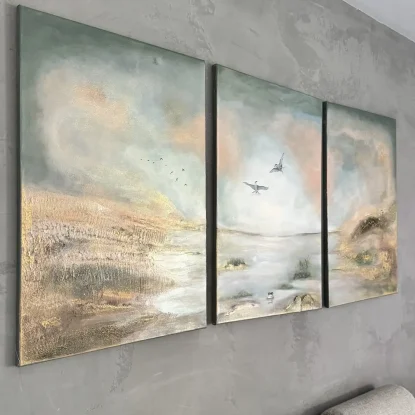 "Love in the air” 3 pieces of 50*70 cm semiabstrakt tavla akryl på duk