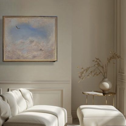 ”Distant Mountains” 50*70 cm semiabstrakt tavla akryl på duk inramad
